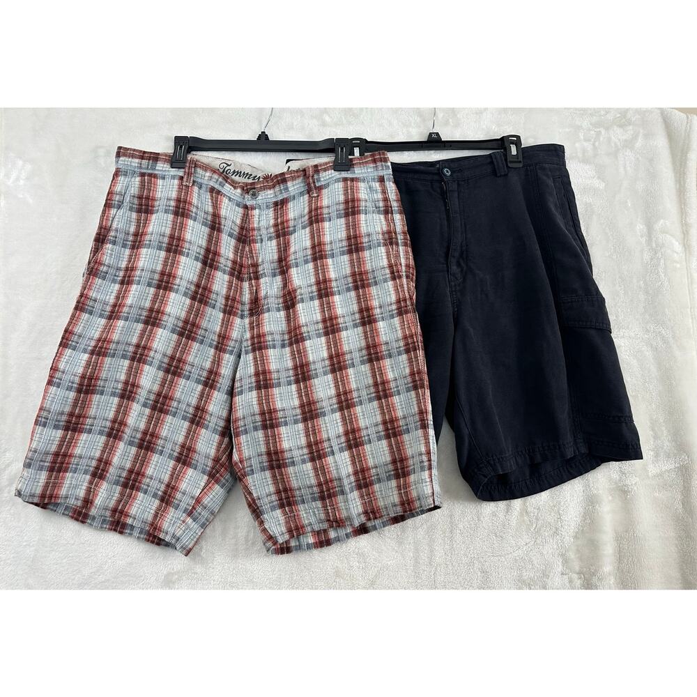 Tommy Bahama Plaid Linen Tencel Shorts Men's 38 Preppy Beach
